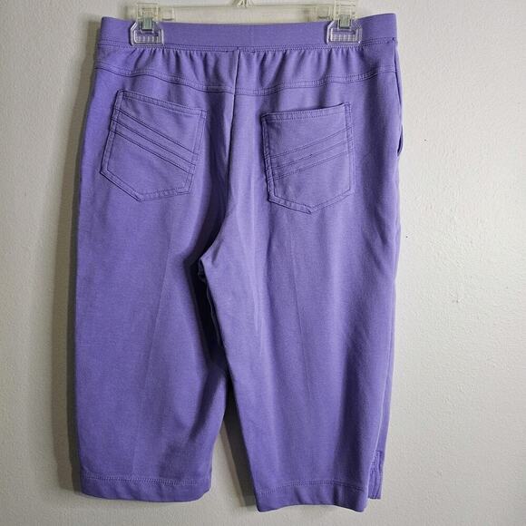Links Womens 2pc Capri Set Purple Pull On Stretch Pockets Soft Knit Sz S - Picture 8 of 14
